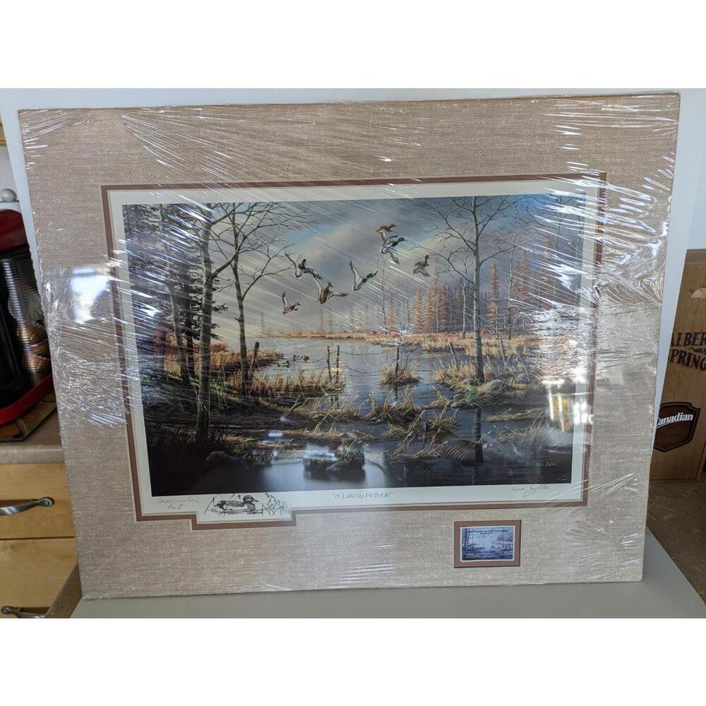 Ken Zylla Framed Print Signed Commemorative 1984 Stamp Game Bird A Likely Refuge